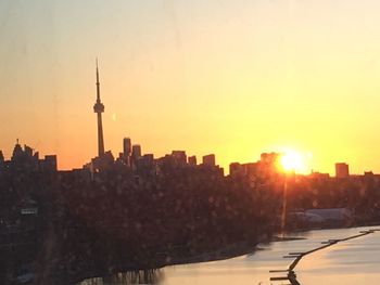 Sunset over city