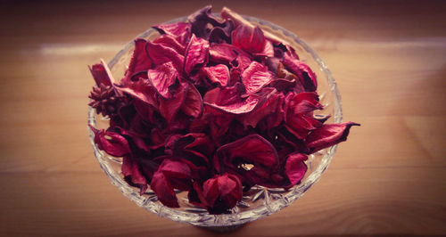 Close-up of potpourri on wooden table