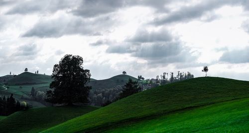 Scenic view of land against sky