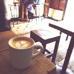 Close-up of coffee cup on table