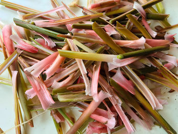 Close-up of galangals in plate