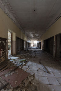 Empty corridor in abandoned building