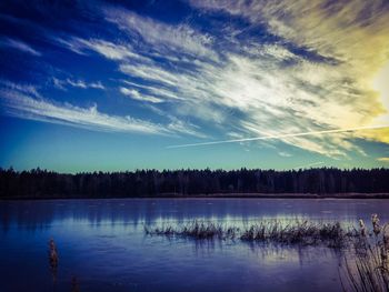 Scenic view of lake against sky