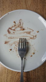 High angle view of food in plate on table