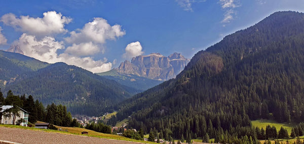 Panoramic view of landscape and mountains against sky