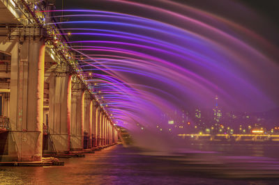 Illuminated light trails at night