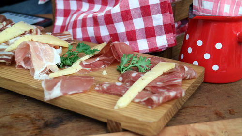 Close-up of food on cutting board