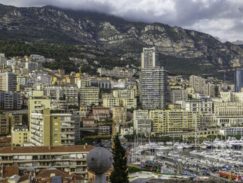 Aerial view of buildings in city