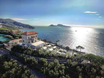 High angle view of sea against sky