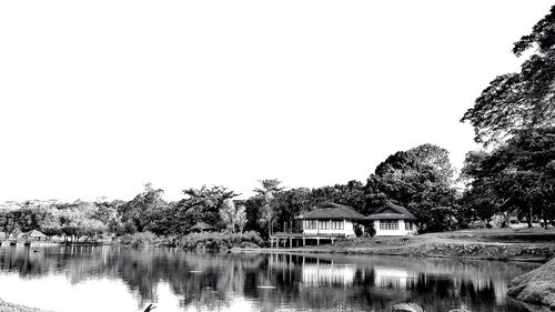 Reflection of buildings in calm water