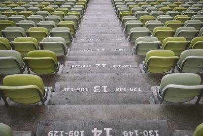 Empty chairs in stadium