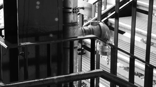 Close-up of metal railing in factory