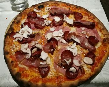 Close-up of pizza served in plate