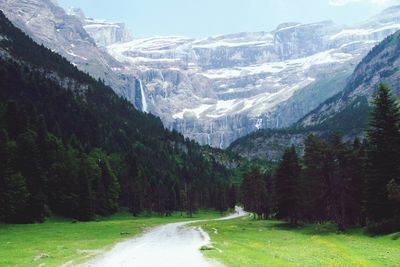 Scenic view of snow covered mountains