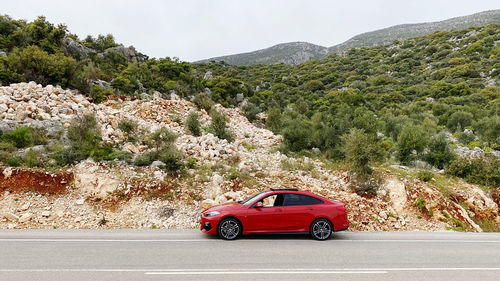 Car on road against mountain