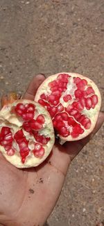 Close-up of hand holding strawberries