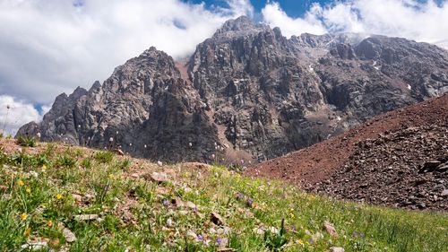 Panoramic view of mountains against sky