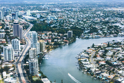 High angle view of city