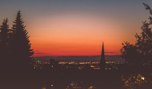 Silhouette of city during sunset