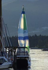 Ship in sea against sky