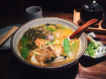 High angle view of noodles in plate