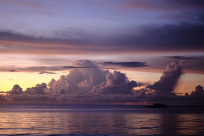 Scenic view of sea against dramatic sky