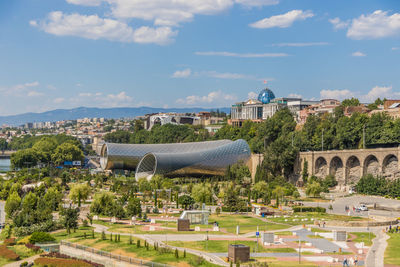 Panoramic view of buildings against sky