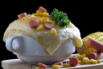 Close-up of cake served on plate