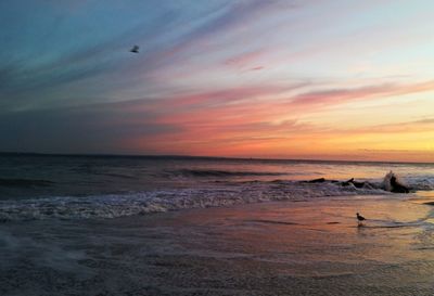 Scenic view of sea during sunset