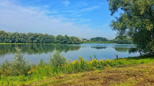 Scenic view of lake against sky