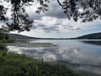 Scenic view of lake against sky