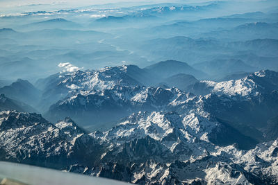 Aerial view of snowcapped mountains