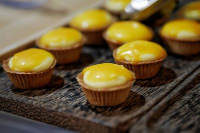 Close-up of cupcakes on table