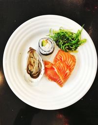 Directly above shot of japanese food served in plate