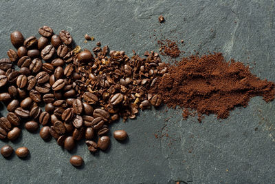 Coffee beans ground coffee and coffee powder 