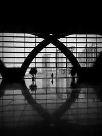 Interior of illuminated airport