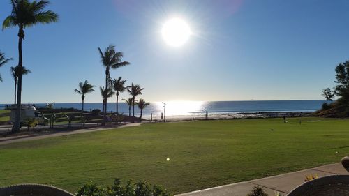 Scenic view of sea against clear sky