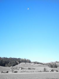 Scenic view of landscape against clear blue sky