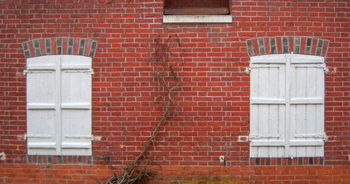 Exterior of brick wall of building