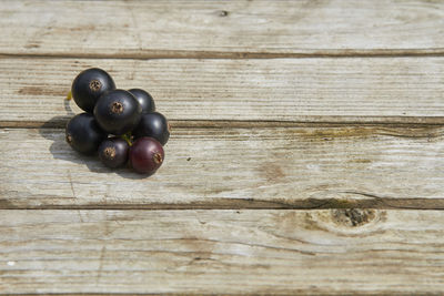 High angle view of grapes on table