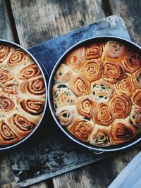 High angle view of food on table