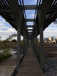 Bridge against sky in city