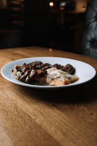 Close-up of food in plate on table