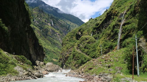 Scenic view of mountains against sky