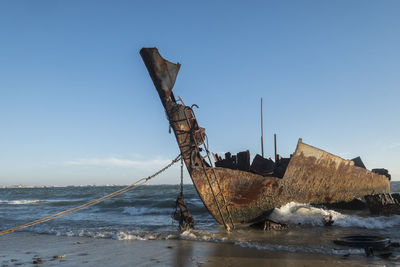 Rusty ship wreck at the beach of nouadhibou