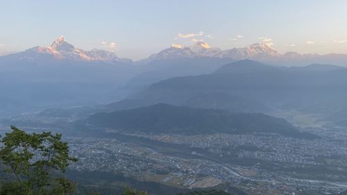 Scenic view of mountains against sky