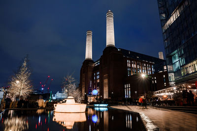 New battersea power station in london england uk at night operating as a new shopping mall