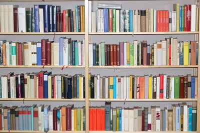 Full frame shot of books in shelf