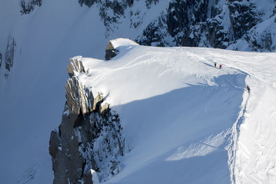 High angle view of snow covered mountain