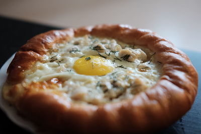 Close-up of breakfast served in plate